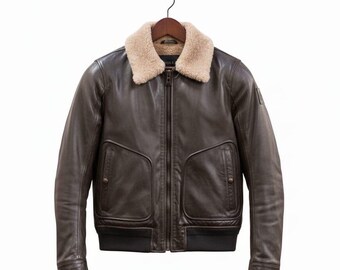 Custom Handmade Brown Leather Jacket with Fur Collar | Premium Celebrity Style
