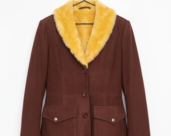 Custom Handmade Brown Suede Jacket with Fur for Women – Elegant Winter Jacket -Custom Fit Statement Jacket -Premium Custom Design