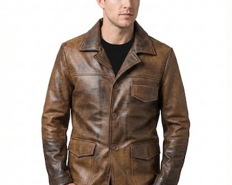 Handmade Randolph  Leather Jacket | scott Classic Western Cowboy Coat