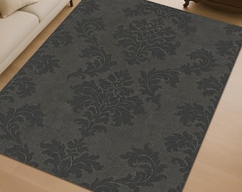 Alfombra gótica de damasco negro: decoración victoriana estilo cottagecore
