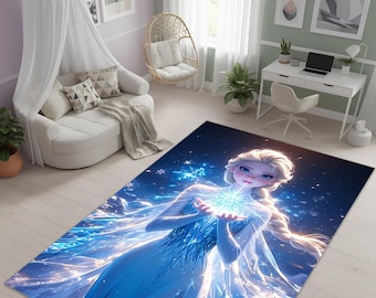Alfombra personalizada de Elsa: decoración infantil con temática de Frozen