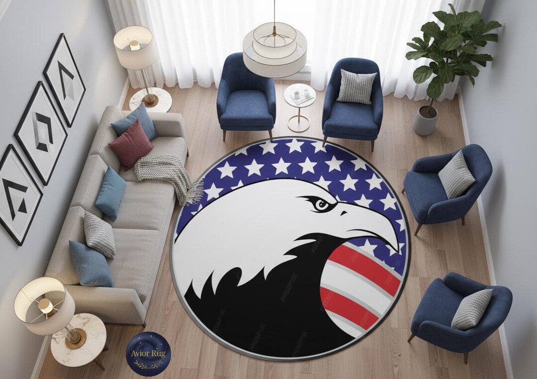 Trump Rug American Eagle Round Rug • Patriotic Flag Boho Carpet - Etsy