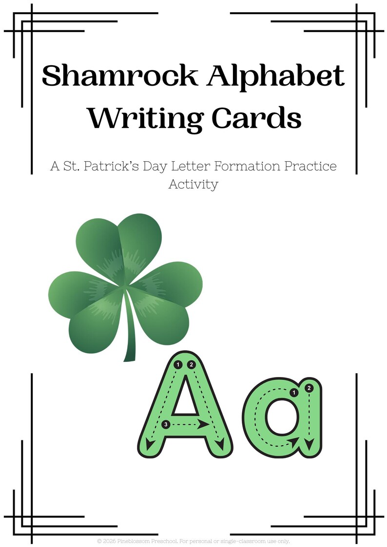 Shamrock Alphabet Writing Cards - St. Patrick’s Day Letter Formation ...