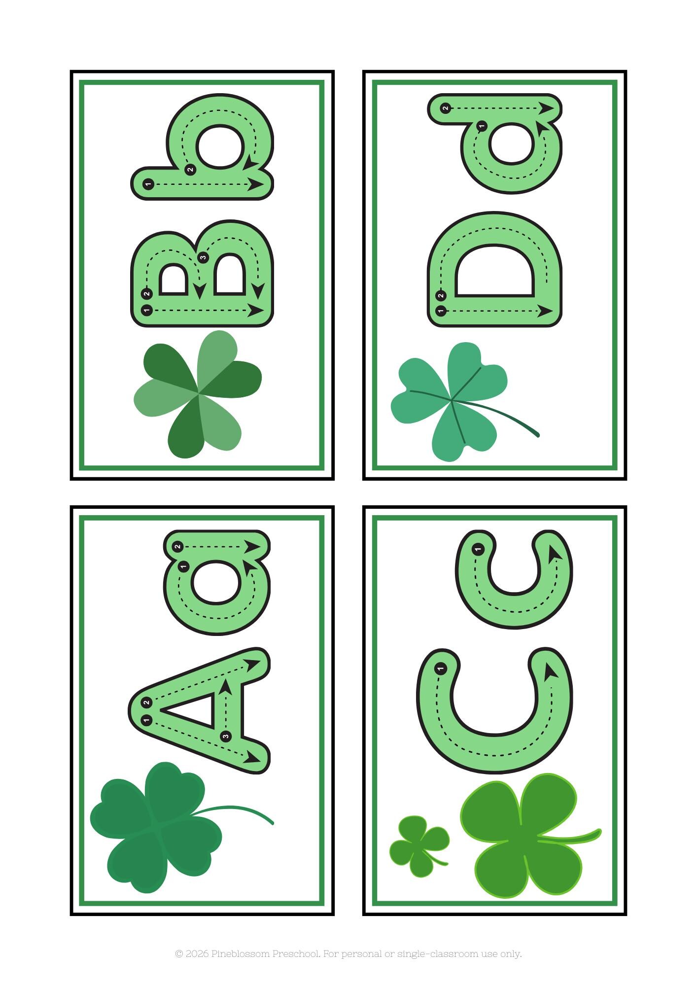 Shamrock Alphabet Writing Cards - St. Patrick’s Day Letter Formation ...