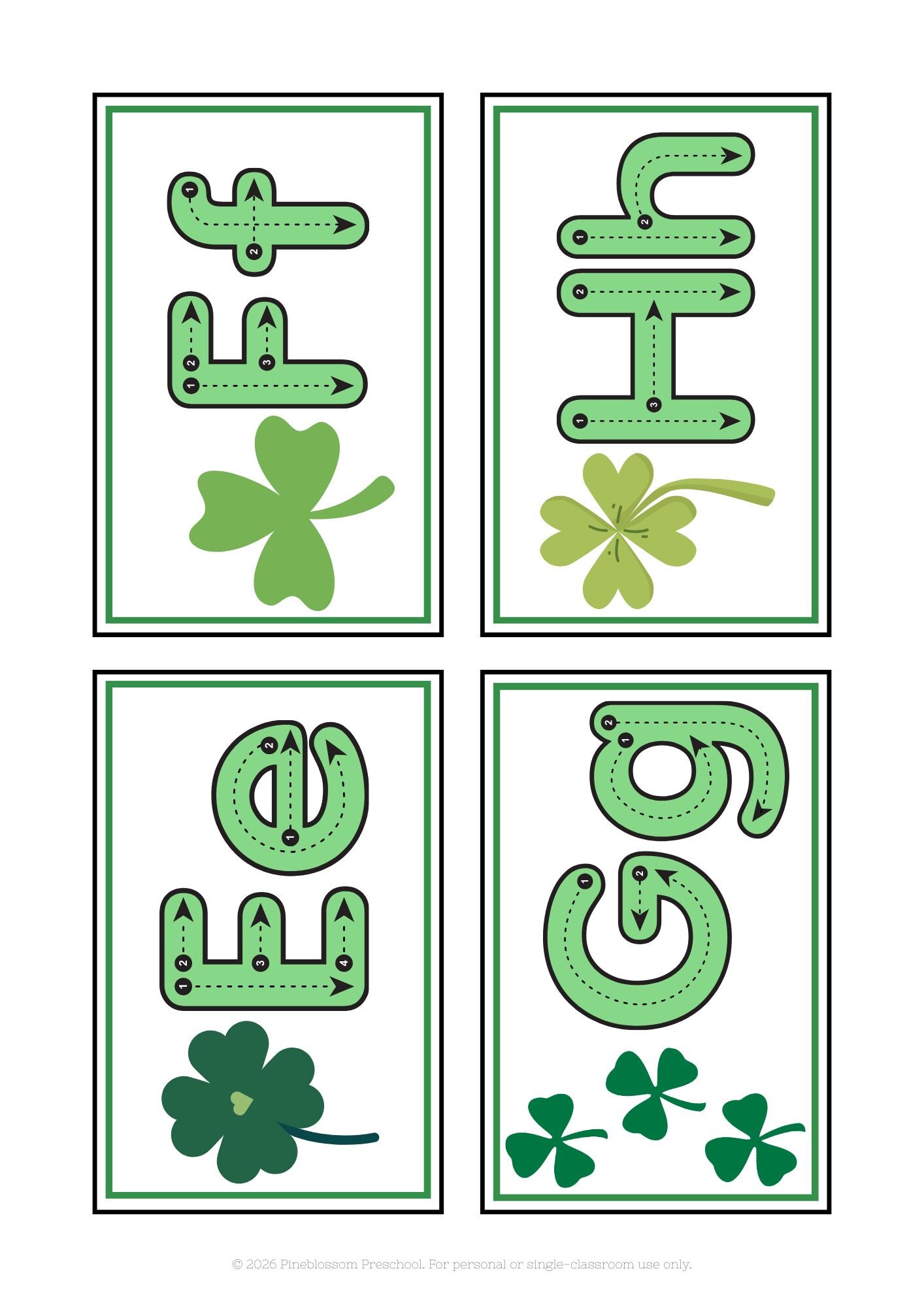 Shamrock Alphabet Writing Cards - St. Patrick’s Day Letter Formation ...