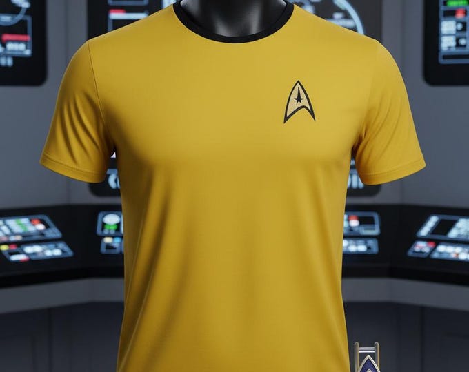 Featured listing image: Star Trek Logo T-shirt Unisex Yellow  | Classic Sci-Fi Graphic Shirt | Fan Gift for Adults