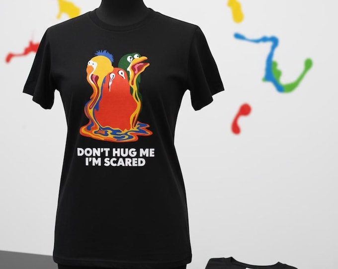 Featured listing image: Don’t Hug Me I’m Scared Melty Graphic Black T-Shirt | Horror Comedy Cult Classic Tee | Unisex Adult Shirt | New With Tags