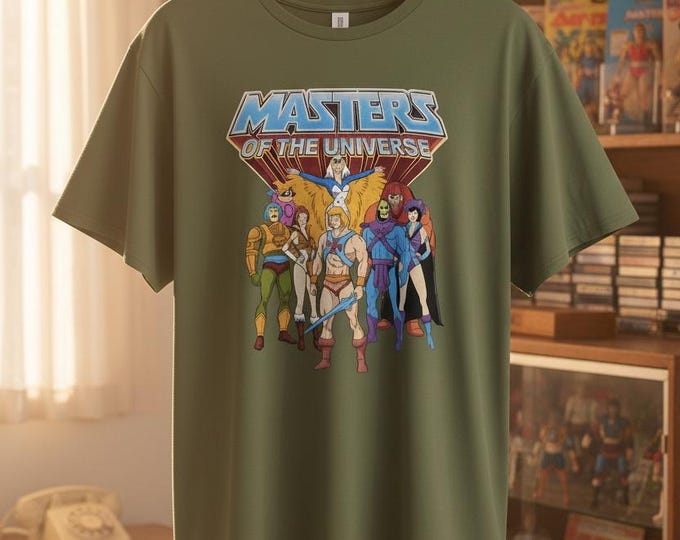 Featured listing image: Masters of the Universe Green Unisex Adults Tshirt | Retro 80s He-Man Tee | Classic Cartoon Graphic Shirt | Vintage Style MOTU Fan Gift