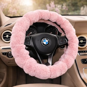 Fluffy Faux Fur Steering Wheel Cover, Plush Car Accessory