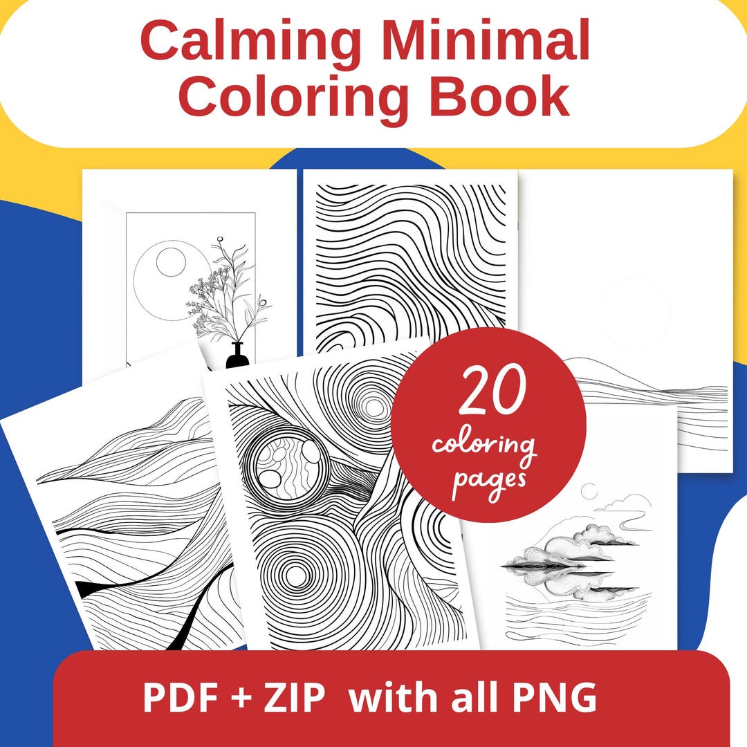Easy Calming Coloring Book | Minimal Quiet Coloring Pages | Printable ...