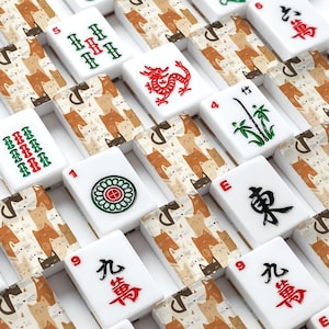 American Mahjong-plattset 166 delar – Katttecknad akryl Mahjong-spelset med jokrar Premium Edition
