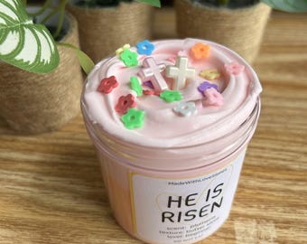 He Is Risen Butter Slime: Pink Orange Flowers, Plumeria Scent, Beginner Texture