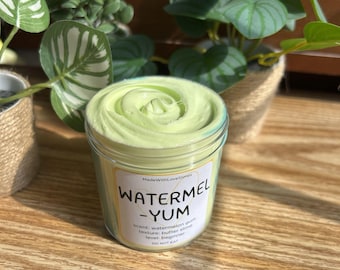 Clay Butter Slime: Watermelon-Yum slime, stretchy, beginner friendly, soft, green