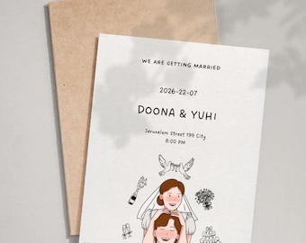 Korean Style Invitation Template Canva | Cute Minimal Invite | Printable & Digital Invitation Card | Editable Simple Elegant Design