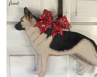 20” German Shepherd door hanger, for new custom order, dog door hanger, handmade, hand painted, dog door hanger,