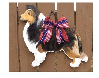 22 inch door hanger, for custom order, Sheltie or Collie, dog door hanger, custom, personalized, sheltie doorhanger, collie doorhanger,