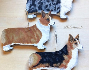 For new custom order, 5" ornament size Corgi hand painted wood, dog ornament, tree ornament, Corgi Christmas, custom, love Corgis',