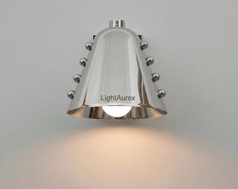 Silver Metal Wall Sconce, Modern Wall Light, Contemporary Bedside Lamp