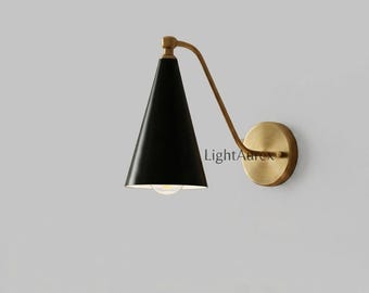 Modern Black Metal Wall Sconce Mid Century Wall Lamp Minimalist Bedroom Light