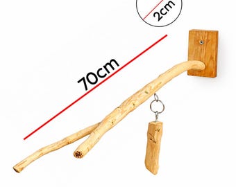 Naturholz Vogelstange mit Spielzeug - Wand befestigter Papageienständer, 70 cm
