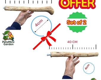 2-er Set- Natürliche Olivenholz Vogel Sitzstangen | Handgefertigte Cyprus, Tresor für Papageien