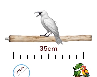 Handgefertigte Sitzstange aus Olivenholz (35cm) | Natürliches Papageienkäfig-Zubehör