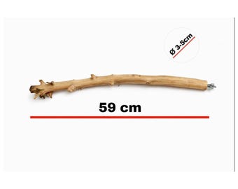 Handgefertigte Sitzstange aus Olivenholz (58 cm) | Natürliches Papageienkäfig-Zubehör