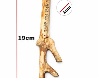 Handgefertigte Vogelstange aus Olivenholz - Gravur “I Love My Bird” - 19 cm Naturkäfigzubehör
