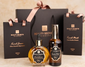 24K Gold Rose Skincare Gift for Mom: Luxury Facial Oil & Hydrating Mist set