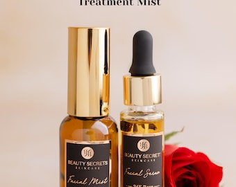 24K Rose Facial Oil & Mist Set with Gua Sha | Travel Skincare for Glowing Skin