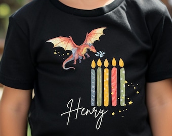 5. Geburtstag Shirt, Drache T-Shirt, personalisierbar, Birthdayshirt, Geburtstagskerzen, Flying Dragon, Geburtstagsparty, Ich bin schon groß