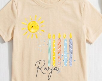 5. Geburtstag Shirt, Sonne T-Shirt, personalisierbar, Birthdayshirt, Geburtstagskerzen, Sommerkind, Geburtstagsparty, Ich bin schon groß