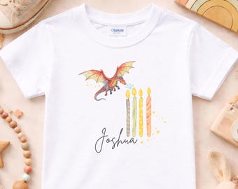 4. Geburtstag Shirt, Drache T-Shirt, personalisierbar, Birthdayshirt, Geburtstagskerzen, Flying Dragon, Geburtstagsparty, Ich bin schon groß