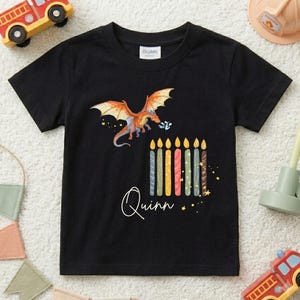 7. Camisa Geburtstag, Camiseta Drache, barra personalizada, Camisa de cumpleaños, Geburtstagskerzen, Flying Dragon, Geburtstagsparty, Ich bin schon groß