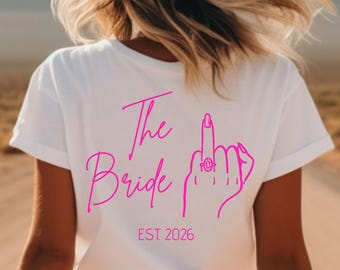 T-Shirt Junggesellinnenabschied • JGA Shirt • The Bride & Bride Club • Est. Datum • Ring Motiv • Cool Wedding Tshirt • Hier kommt die Braut