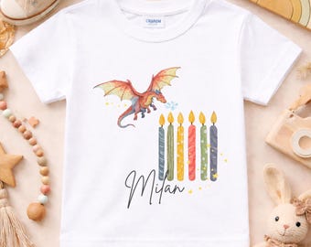 6. Geburtstag Shirt, Drache T-Shirt, personalisierbar, Birthdayshirt, Geburtstagskerzen, Flying Dragon, Geburtstagsparty, Ich bin schon groß