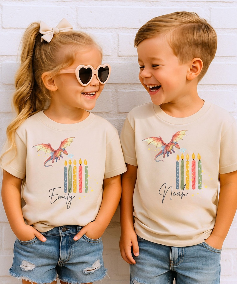 5. Geburtstag Shirt, Drache T-Shirt, personalisierbar, Birthdayshirt, Geburtstagskerzen, Flying Dragon, Geburtstagsparty, Ich bin schon groß image 2