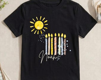 7. Geburtstag Shirt, Sonne T-Shirt, personalisierbar, Birthdayshirt, Geburtstagskerzen, Sommerkind, Geburtstagsparty, Ich bin schon groß