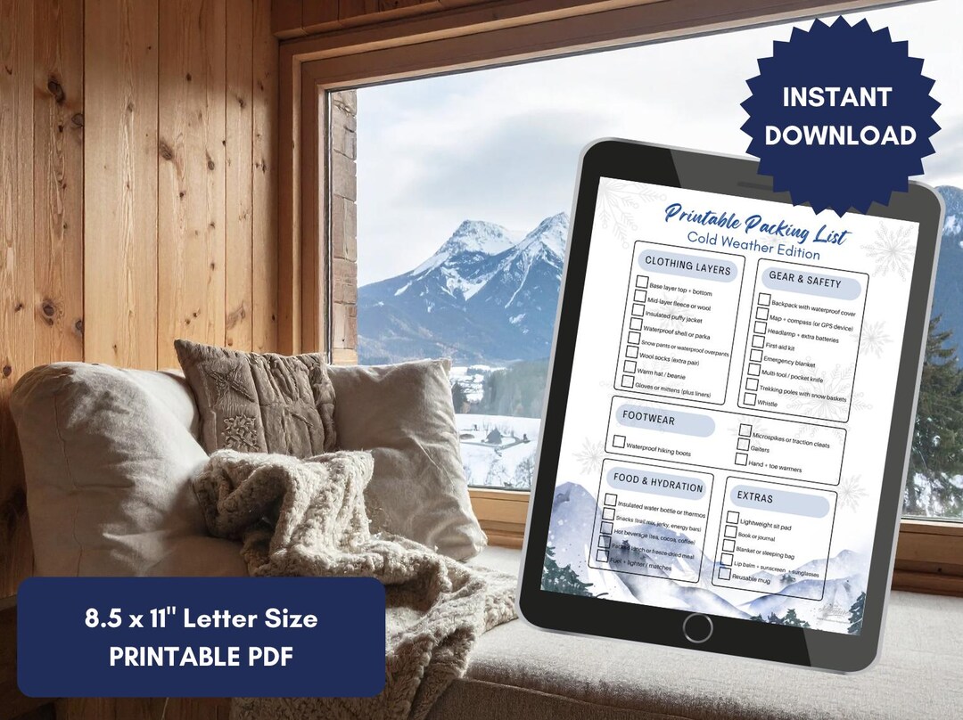 Winter Packing List – Cold Weather Travel Checklist (digital Download ...