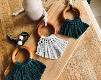 Accroche rétroviseur macramé & diffuseur huiles essentielles