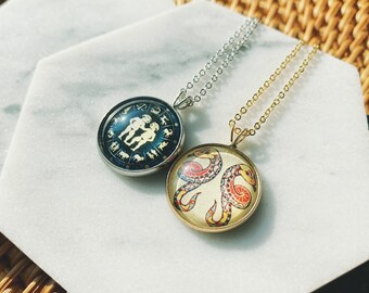 Gemini Charming Zodiac sign Necklace Personalized Necklace, Custom Zodiac Necklace, Constellation Astrology sign Jewelry, Silver Gold