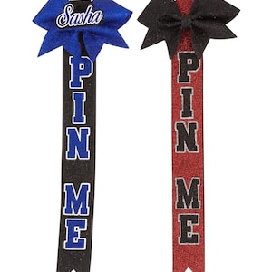 PIN ME Cheer Bow Keychain | Competition Bow Tag | Cheerleader Gift