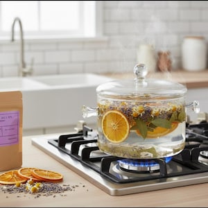 Let's Relax Stovetop Potpourri Mix,  Lavender, Chamomile & Citrus Simmer Blend focusing on relaxation