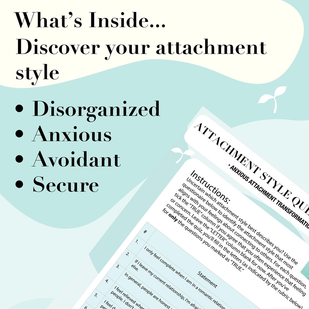 Attachment Styles Worksheet: Healing Anxious & Avoidant Patterns for ...