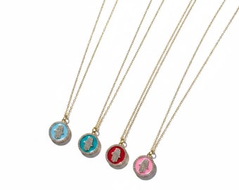Pavé Hamsa Necklace, Evil Eye Protection Necklace, Colorful Hamsa Pendant, Lucky Charm Jewelry, Gift for Her