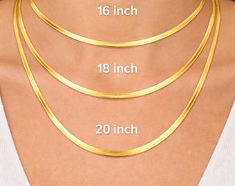 Imperial Herringbone Chain Necklace | Silver with 14KY 1MC Finish | 2.7mm Flat Herringbone | Anti-Tarnish | Lobster Clasp