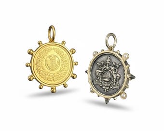 Vintage Inspired Gold Coin Charms, Coin Pendants for Necklaces & Bracelets, Jewelry Making Supplies