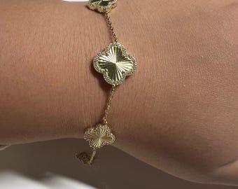 Graduated Clover Bracelet, Gold Vermeil 925 Sterling Silver Bracelet, Pavé CZ Clover Bracelet, Lucky Jewelry, Gift for Her