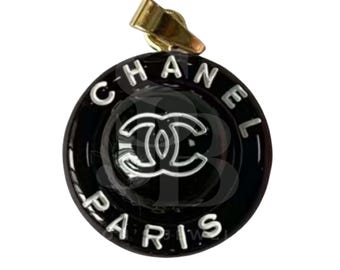 Repurposed Authentic Chanel Button Charm, Gold Tone Designer Button Pendant, Upcycled Fashion Jewelry