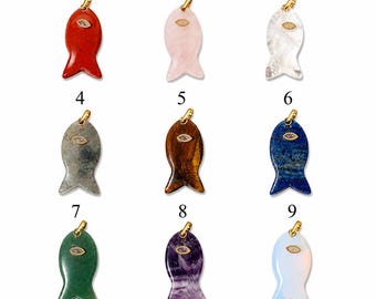Natural Stone Fish Charms, Gemstone Fish Pendants for Necklaces & Bracelets, Coastal Jewelry Charms